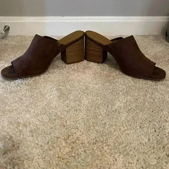 Brown Wedge Mules - Picture 2 of 5